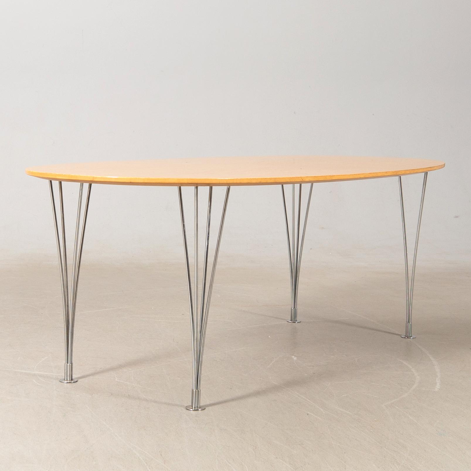 Bruno Mathsson & Piet Hein, coffee table "Superellipse" for Fritz Hansen, Denmark.