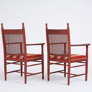 Carl Westman, a pair of chairs, 'Arbetarmöbeln', Sweden ca 1900.