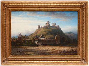 Antal Ligeti, Extensive landscape with Castle Divin (Divenyi Kastély), Slovakia.