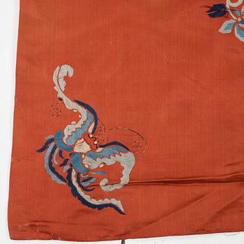 PARTI TEXTILIER, broderat siden. Qing dynastin.