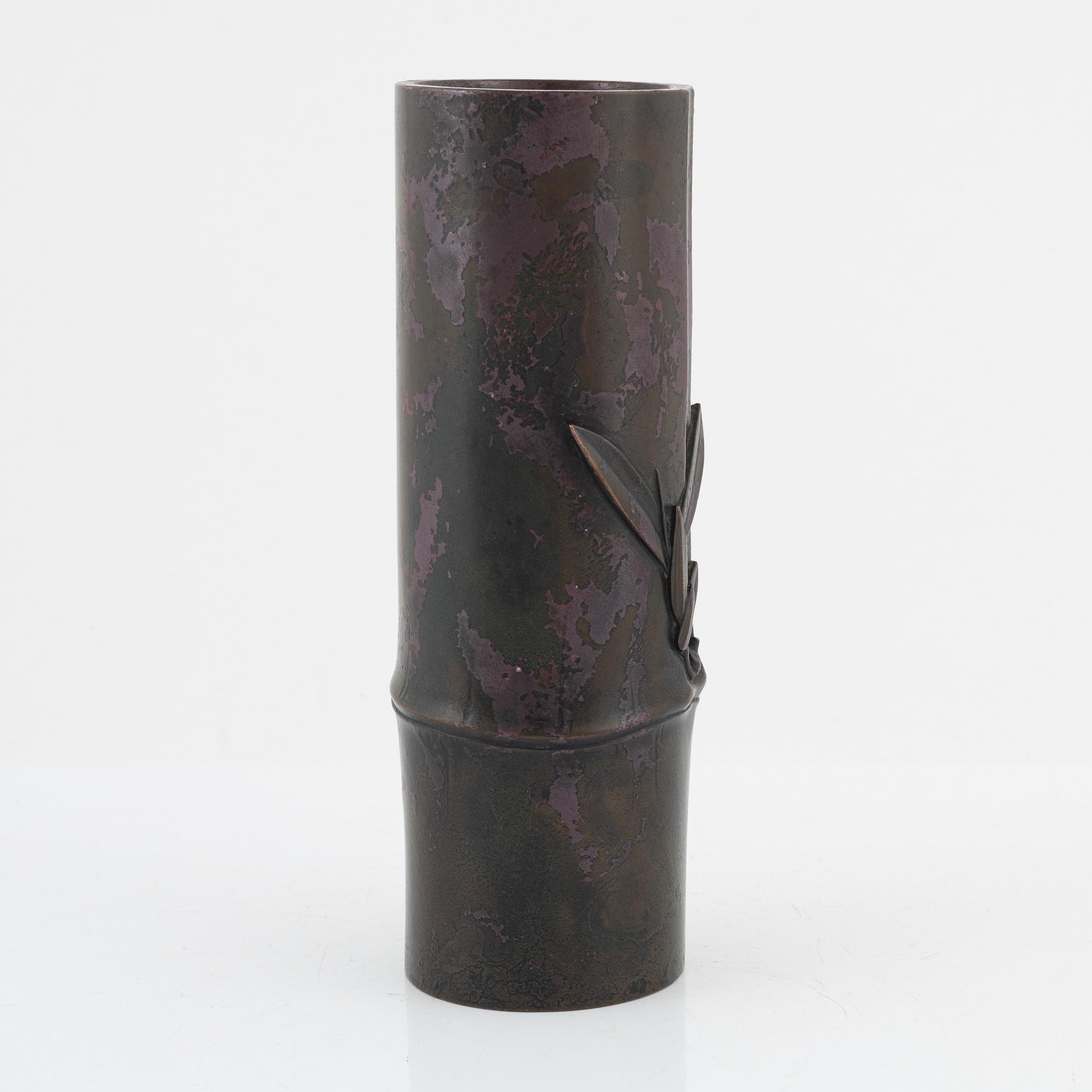 A Japanese bronze vase, 20th Century. With seal mark.