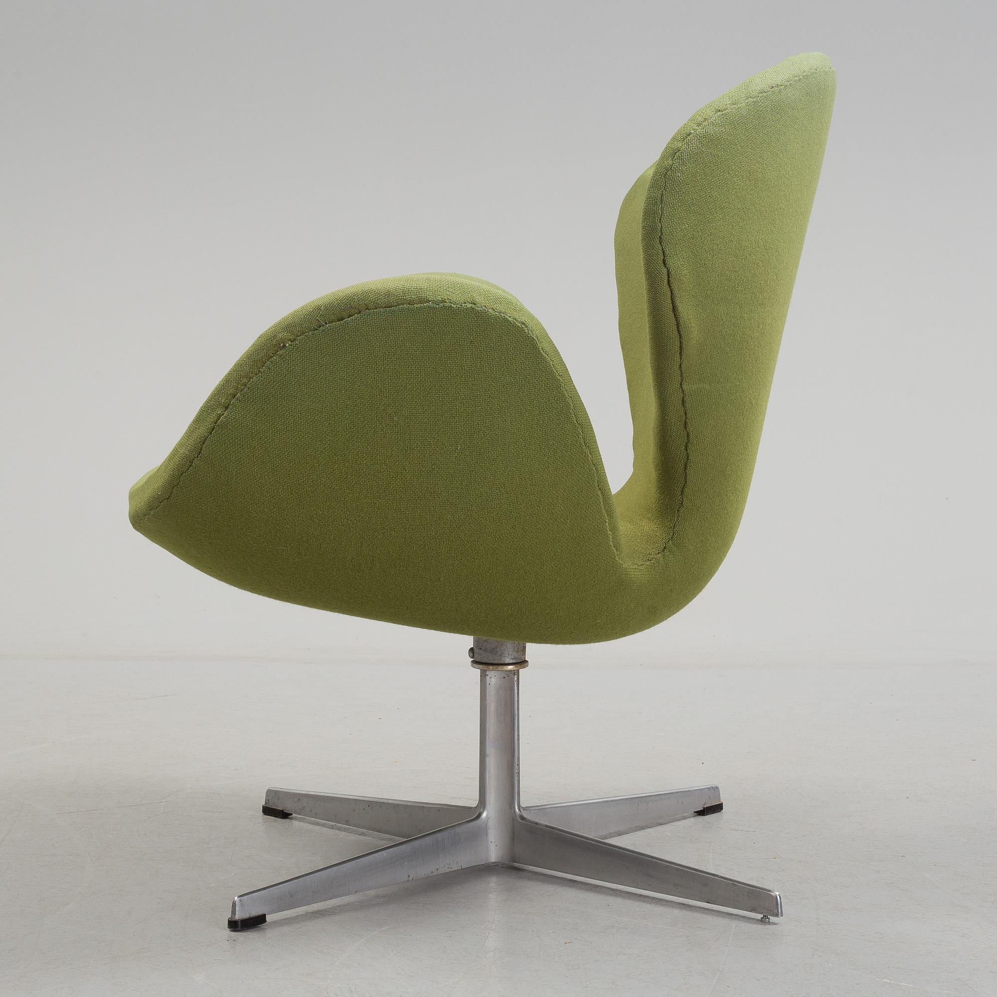 A Arne Jacobsen "Svanen" armchair and stool, second half of the 20th century.