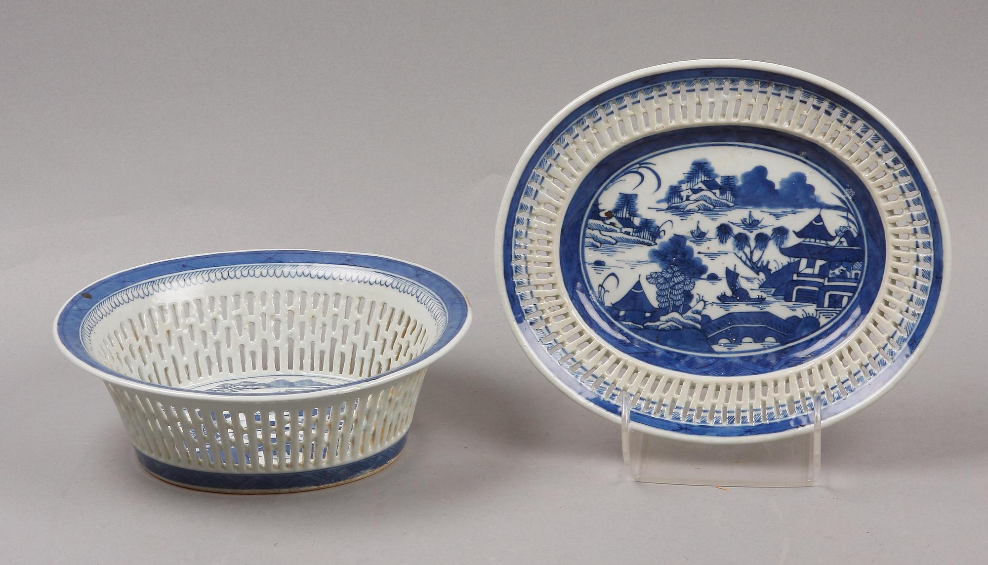 GALLERSKÅL med FAT, porslin, Kina, 1800-tal.