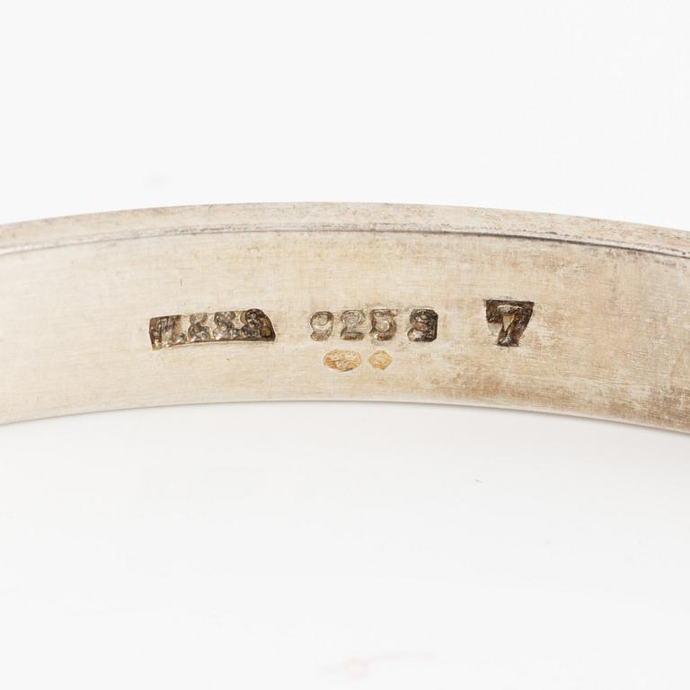 Three bracelets, silver.