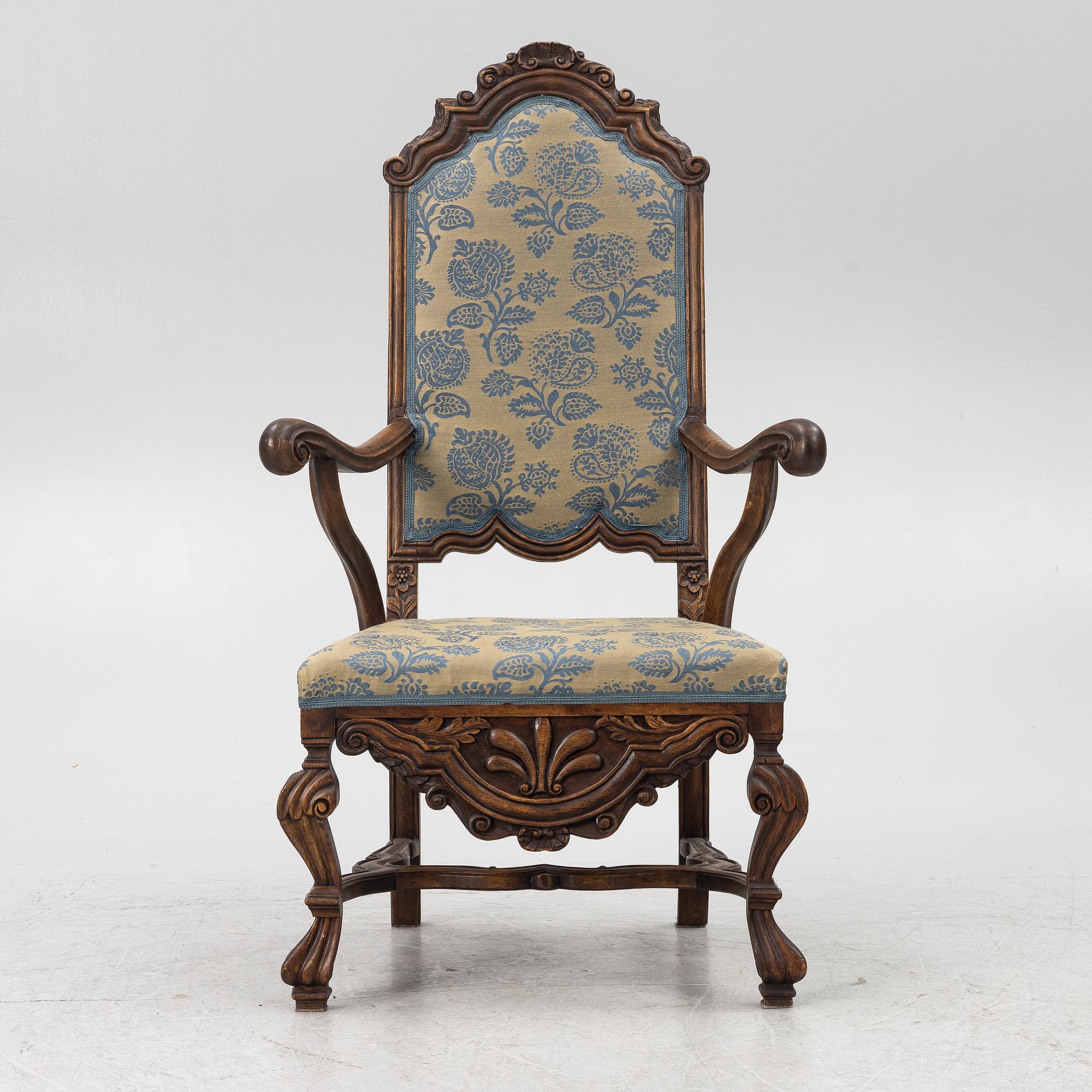 A Swedish late Baroque armchair, first part 18th century.