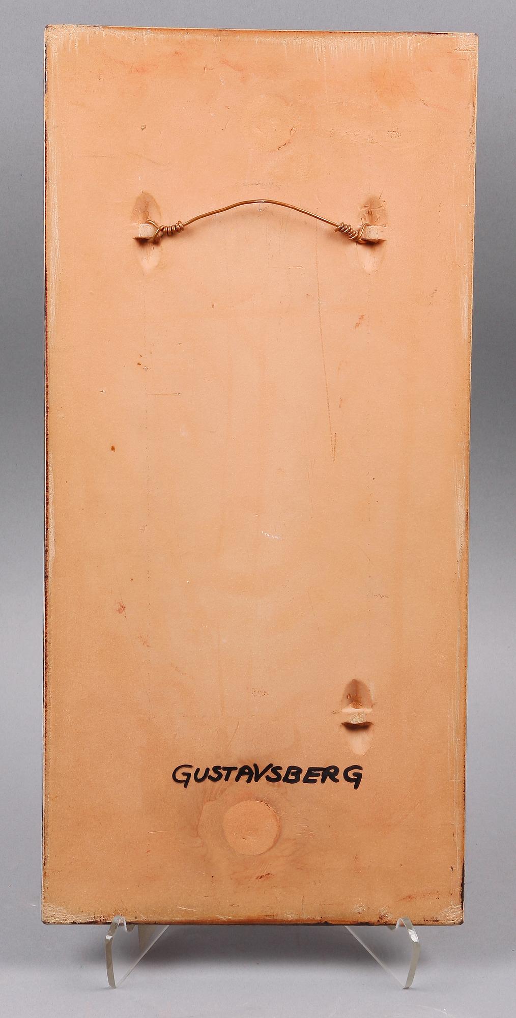 VÄGGPLAKETT, stengods, Gustavsberg, bär sign.