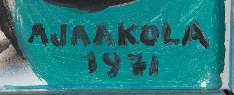 Alpo Jaakola, mixed media on board, signed and dated 1971.