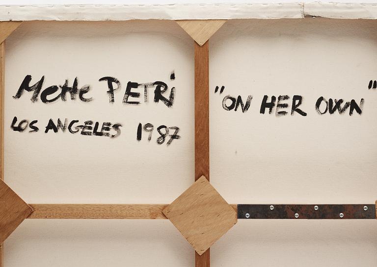 Mette Petri, oil on canvas, signed and dated Los Angeles 1987 on verso.