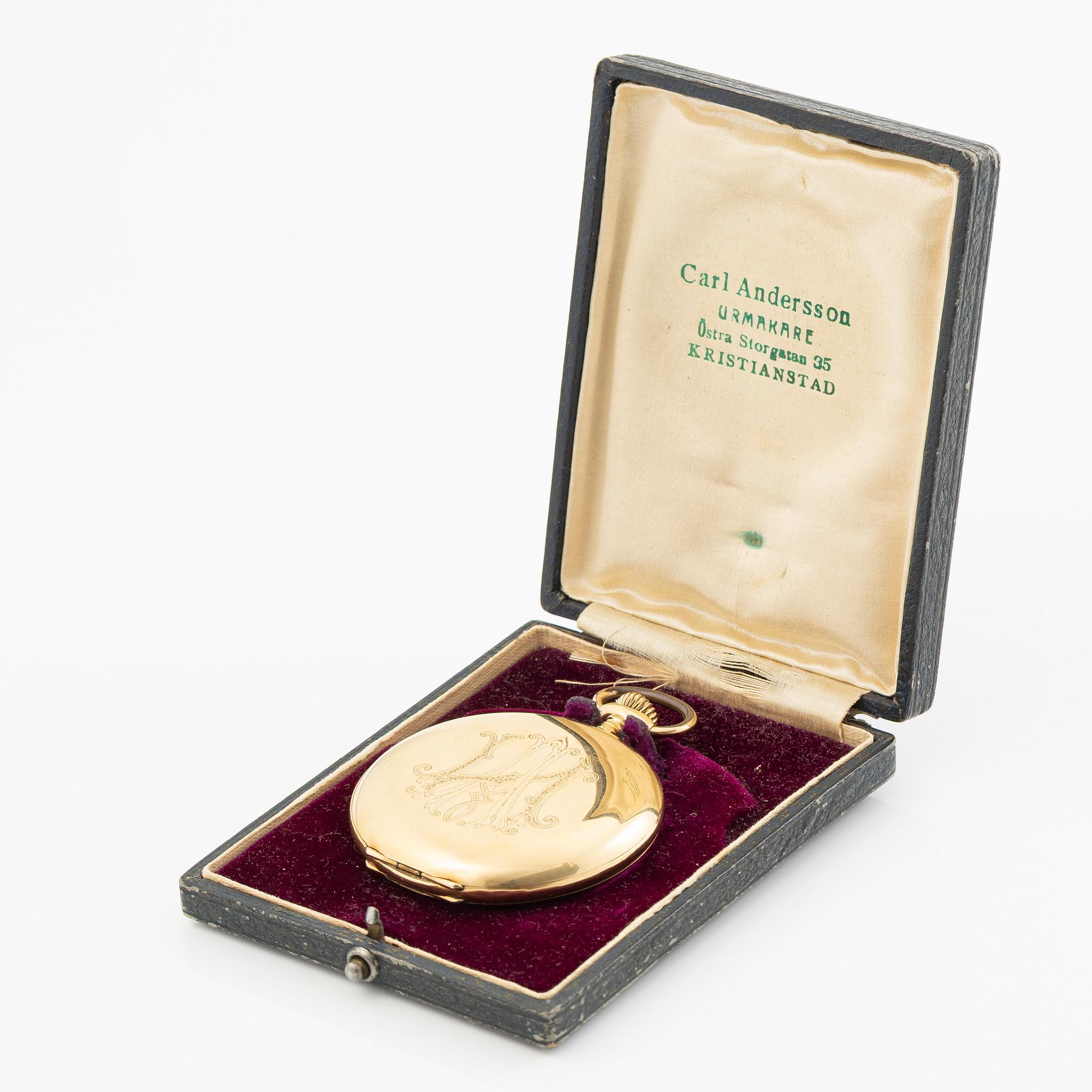 Fickur, 18k guld, savonett, 53 mm.