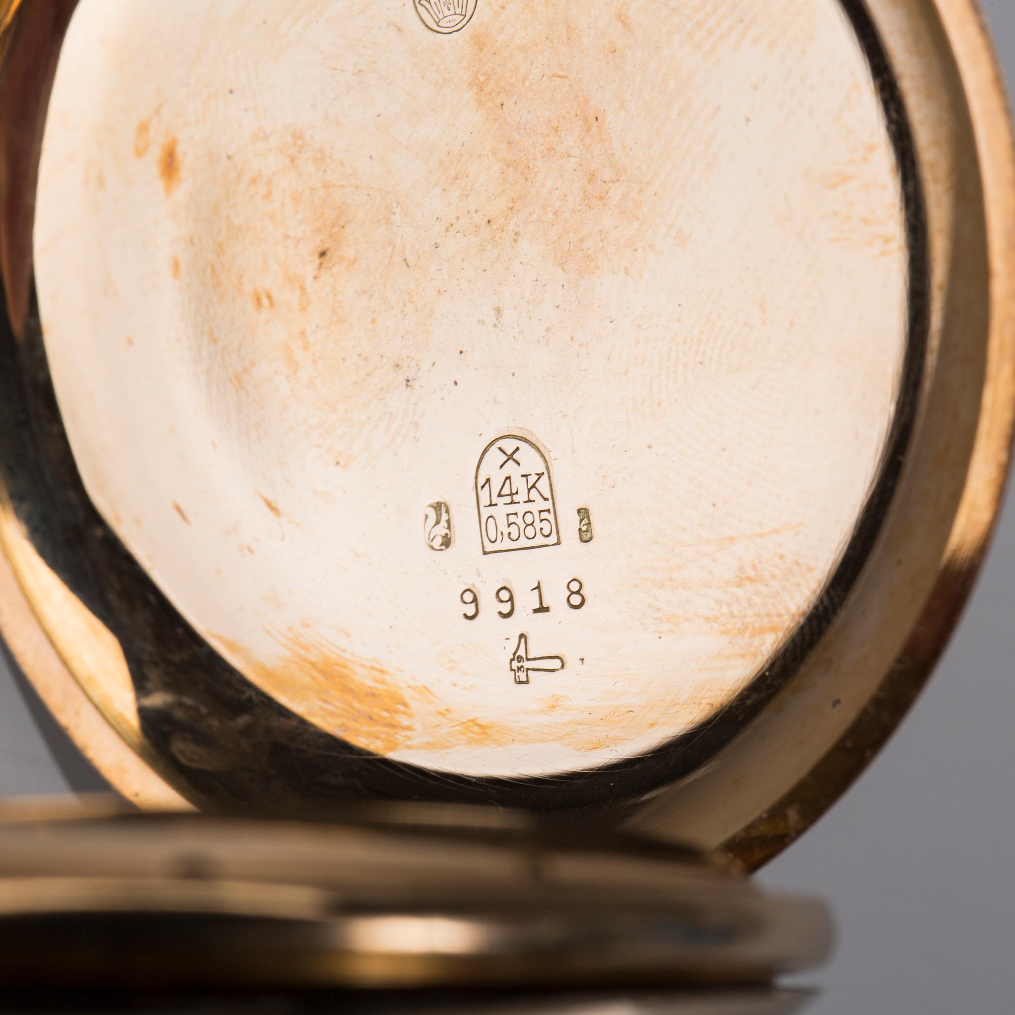 FICKUR, 14K guld, 1900-talets första hälft. Total vikt inklusive urverk och kedja(18K) ca 84 g.