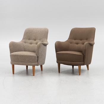 Carl Malmsten, a pair of armchairs, 'Samsas', second half of the 20th century.