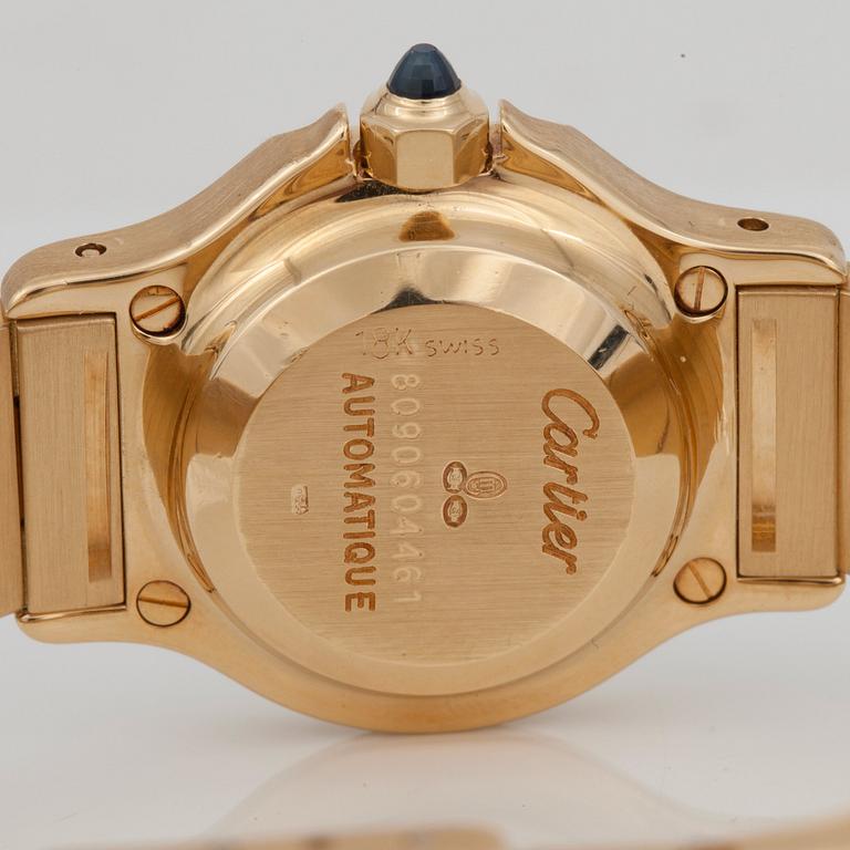 DAMUR, Cartier Santos, boett samt integrerad länk i 18K guld. Automat. Serienummer: 8090604461.
