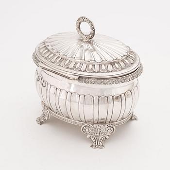 A Swedish Empire silver sugarbox, mark of J. Lenholm, Stockholm 1839.