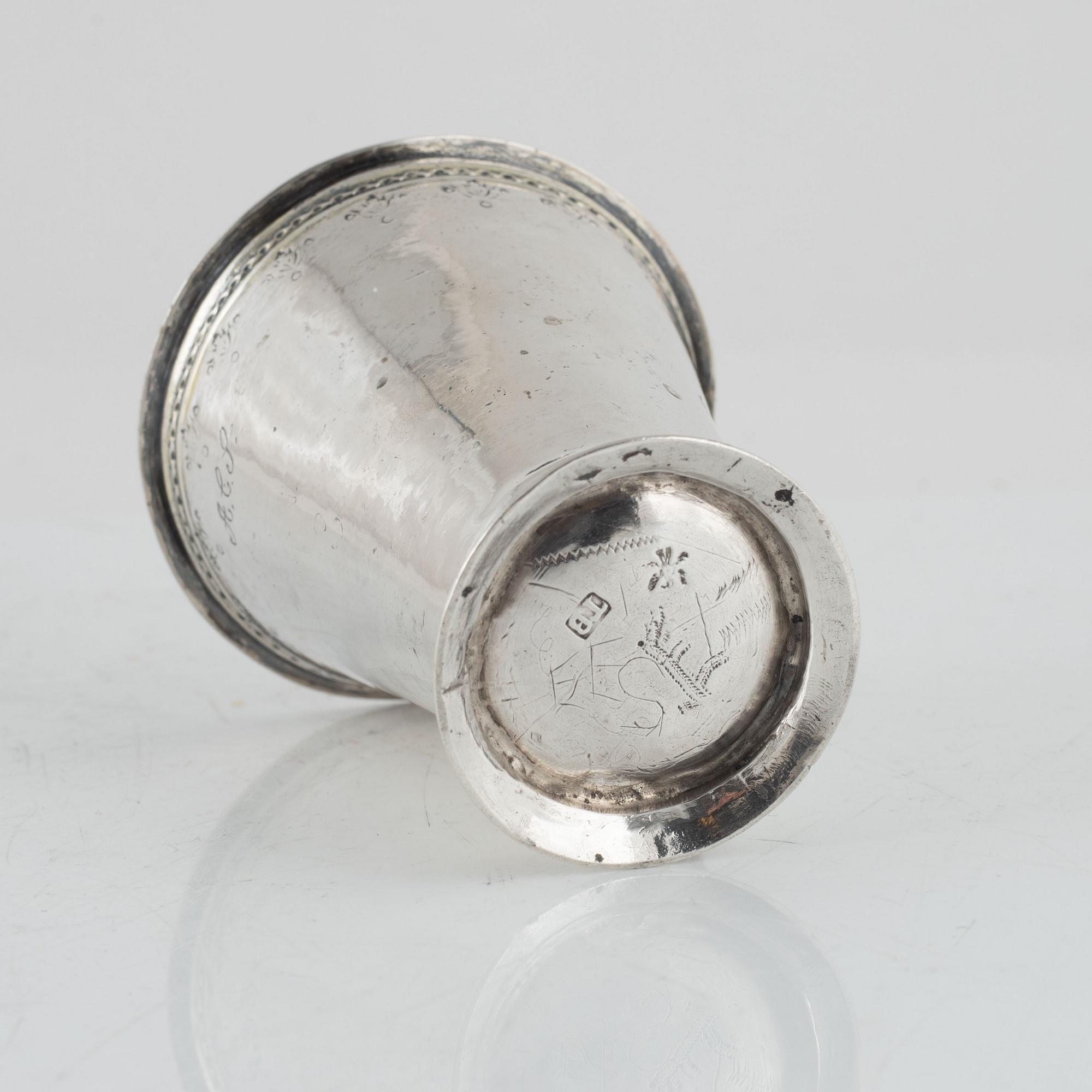 A Swedish 18th Century silver beaker, marks of Thomas Beckman the younger, Örebro  (1727-1759 (1772)).