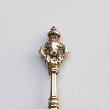 A Swedish 17th century silver-gilt spoon, mark of Johan Christophersson, Torshälla (1639-1671).