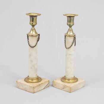 A pair of Gustavian style candle sticks, Sweden, second half of the 19th century.