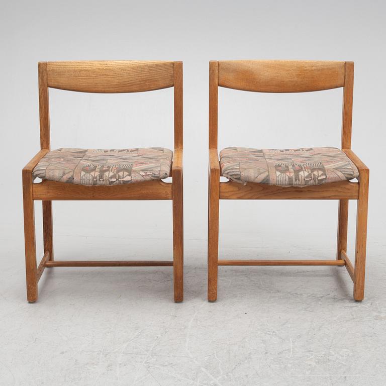 Six oak chairs, Scandinavian, 1960's/70's.