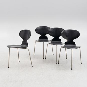 Arne Jacobsen, chairs, 4 pcs, "Ant", Fritz Hansen, Denmark, second half of the 20th century.