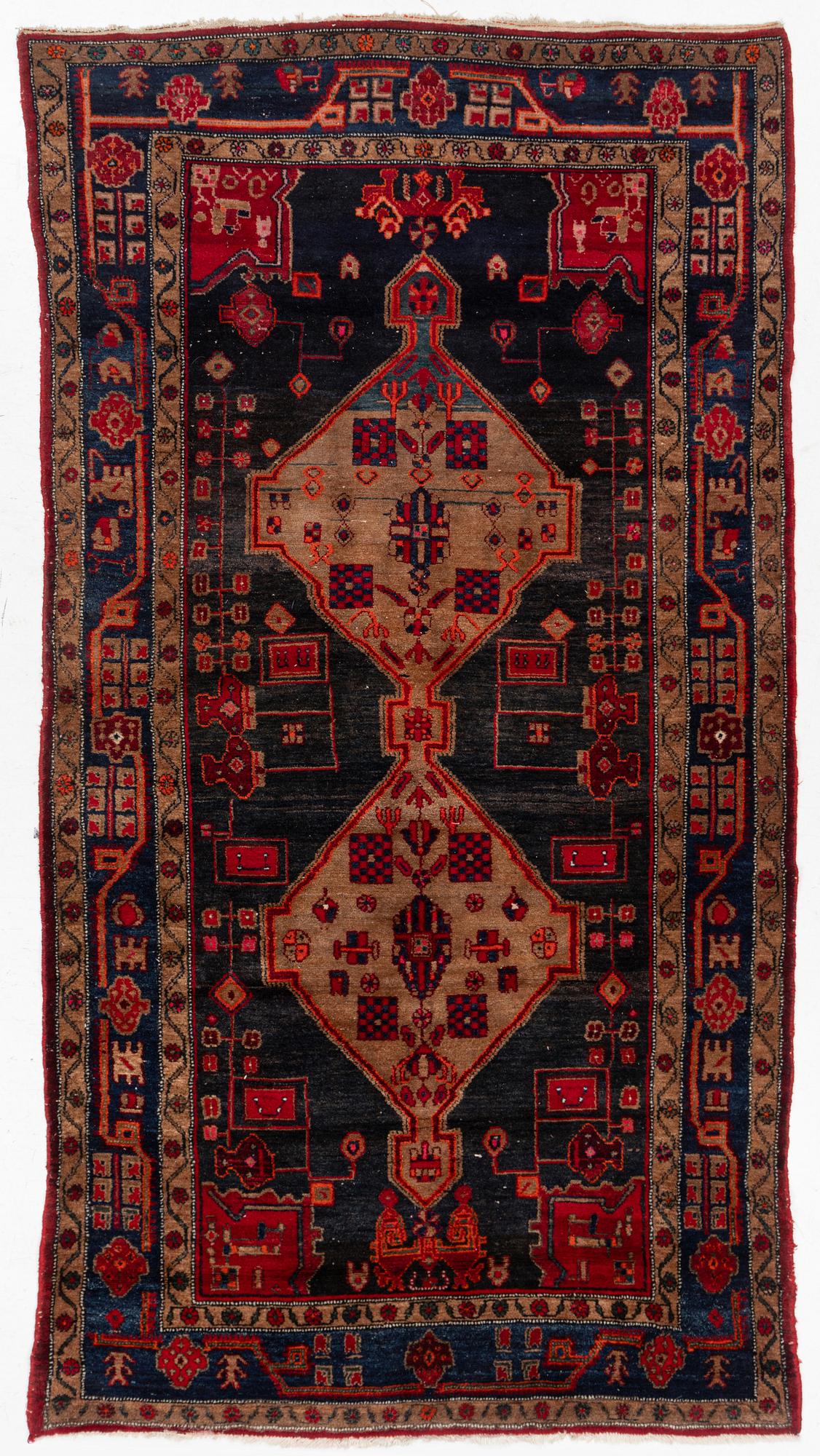 An Oriental rug, c. 282 x 154 cm.