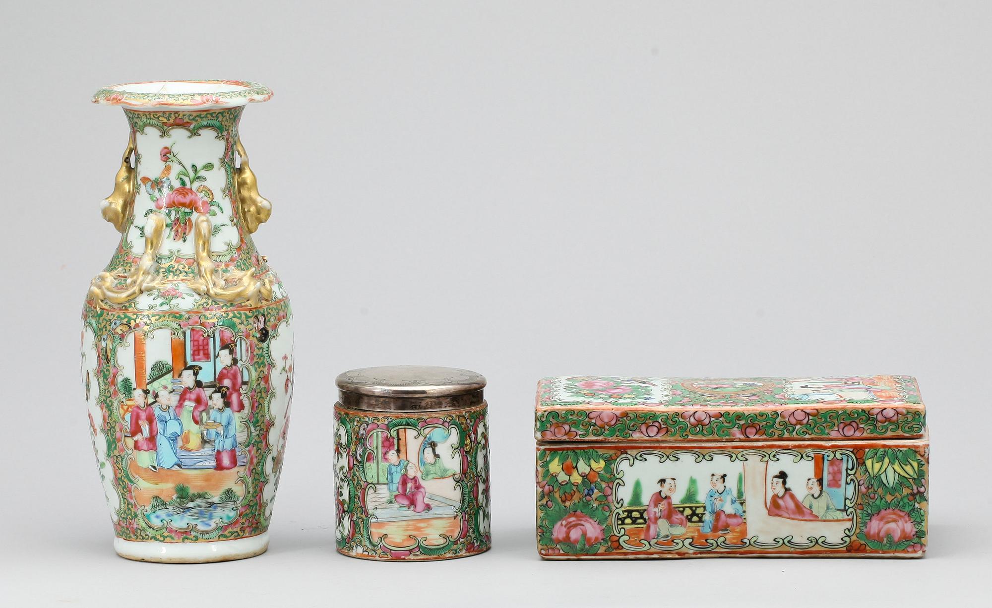 PARTI KANTON, porslin, Kina, 1800 resp 1900-tal.