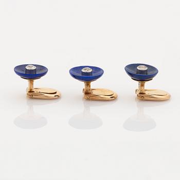 Lapis lazuli and old cut diamond cufflinks and shirt buttons.