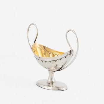 Saltkar, silver, oidentifierad mästarstämpel, möjligen Danmark ca 1800.