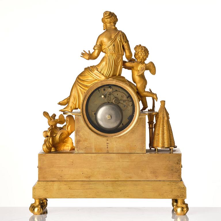 A French Empire mantel clock marked A. Lemoine Paris (1812-1822).