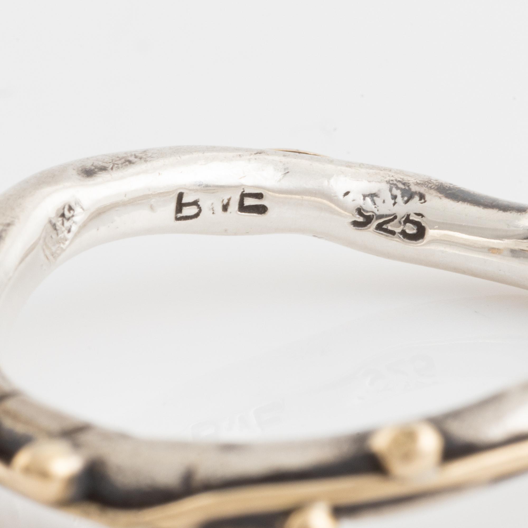 Ringar, By Birdie, två stycken, silver, en med briljantslipad diamant.
