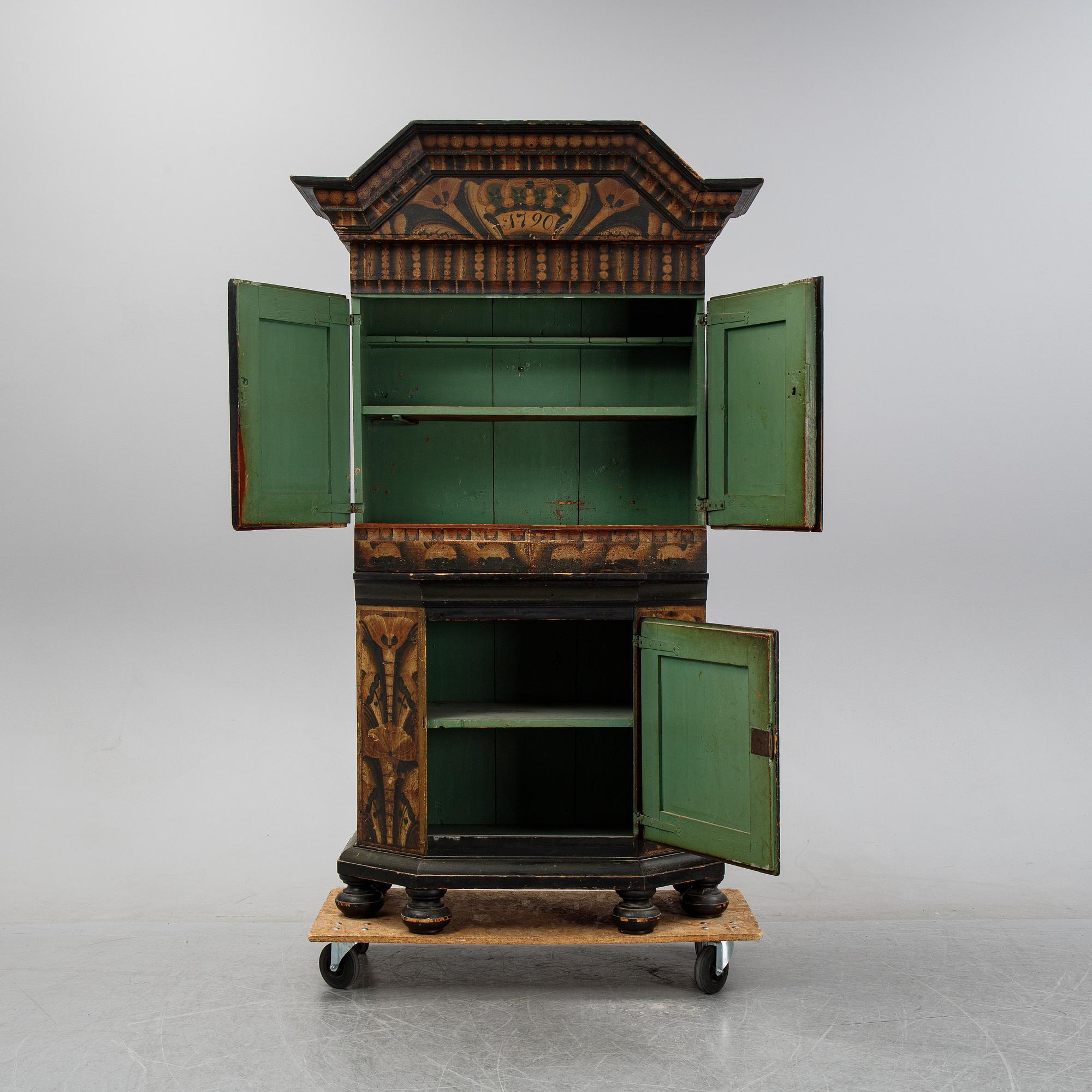 A painted cabinet, Dalarna, Sweden, dated 1790.