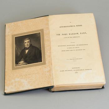 BOOKS, John Barrow: An auto-biographical memoir of Sir John Barrow. London, 1847. 8vo. XII, 516 pp + 16 pp. publisher’s.