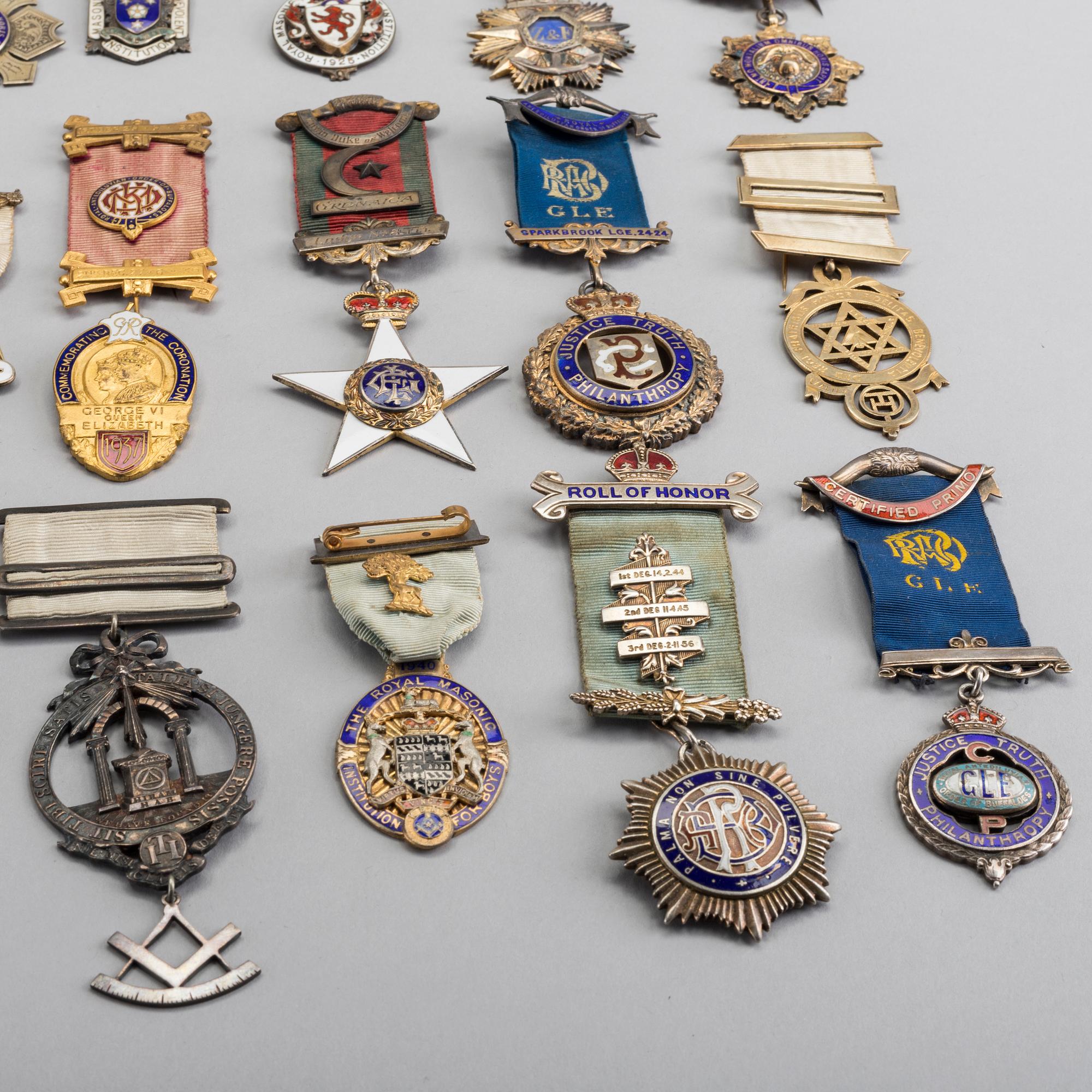 Masonic medals, ca 40 pcs, England etc.