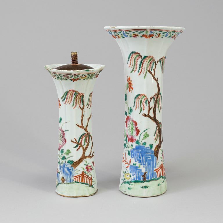 2 vases/lamps, China, 18th century.