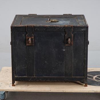 A cast iron chest/safe, late 19th Century.