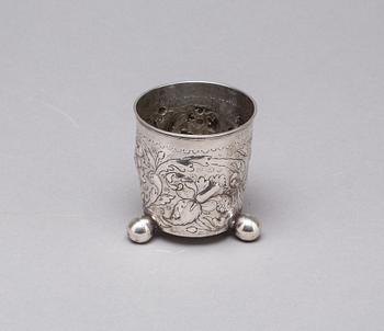 BÄGARE, silver. Barock, Daniel Falck, Malmö (1685-1705). Vikt ca 125g.