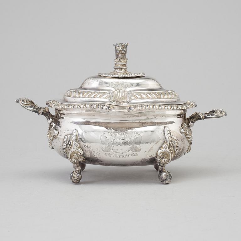 A English 19th century silver sugar-casket, marks of William Bateman.