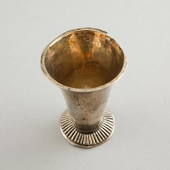 A silver box, a beaker and a basket, partly Sweden, 19th century.