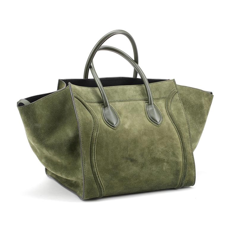 CÉLINE, a green suede bag, "Luggage Phantom".