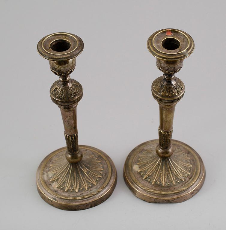 LJUSSTAKAR, 1 par, argent haché, empire, 1800-talets första hälft.