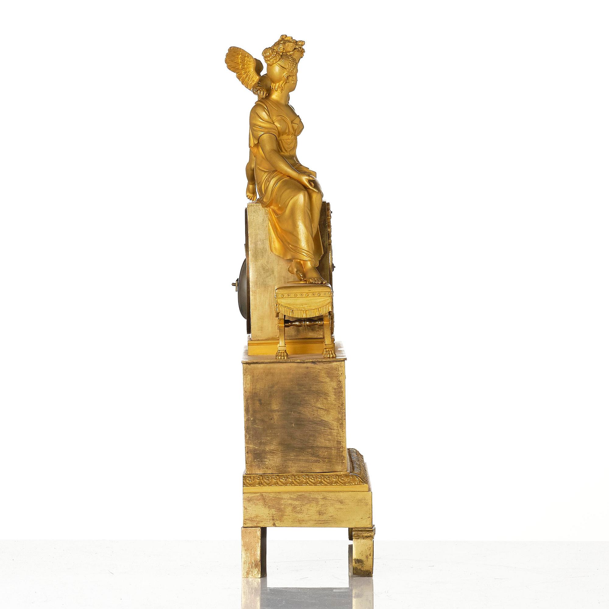 A French Empire ormolu mantel clock, early 19th century.