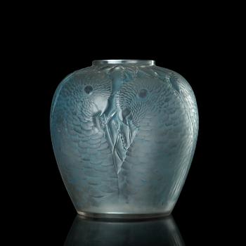 285. René Lalique, an 'Alicante' frosted and blue stained cast glass vase, France 1920's-30's.