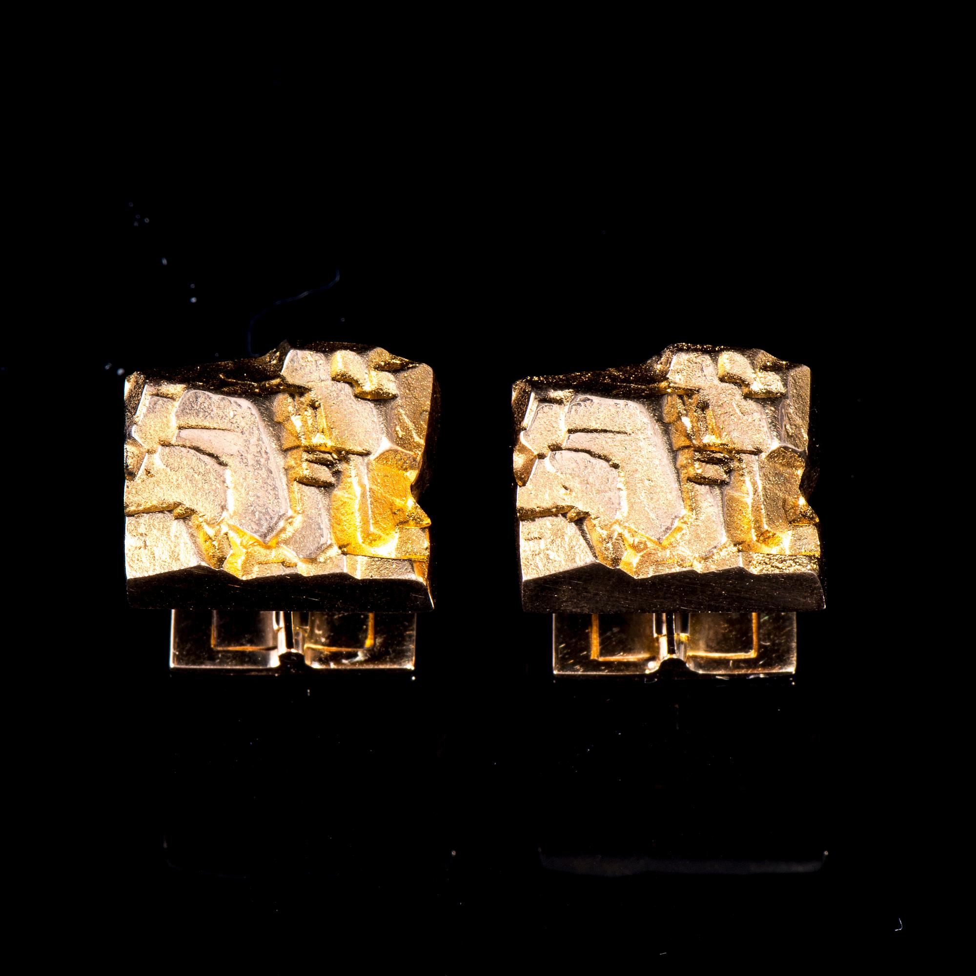 MANSCHETTKNAPPAR, 14K guld, Björn Weckström Lapponia 1971. Vikt 14,2 g.