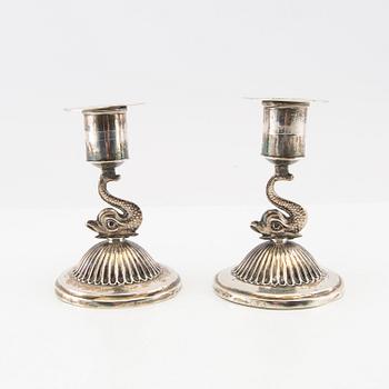 Johan Petter Grönwall Candlesticks, a Pair, Silver, Empire Style, Stockholm 1825.