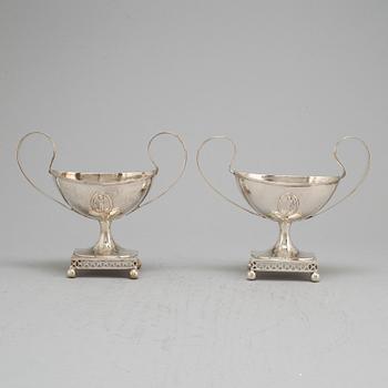 A pair of Swedish late 18th century silver sugar bowls, unidentifed marks.