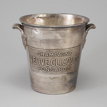 A SILVERED METAL CHAMPAGNE COOLER, mid 20th century.