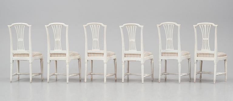 A set of twelve Gustavian chairs by J. Hammarström (master 1794-1812) and E. Ståhl (1794-1820).