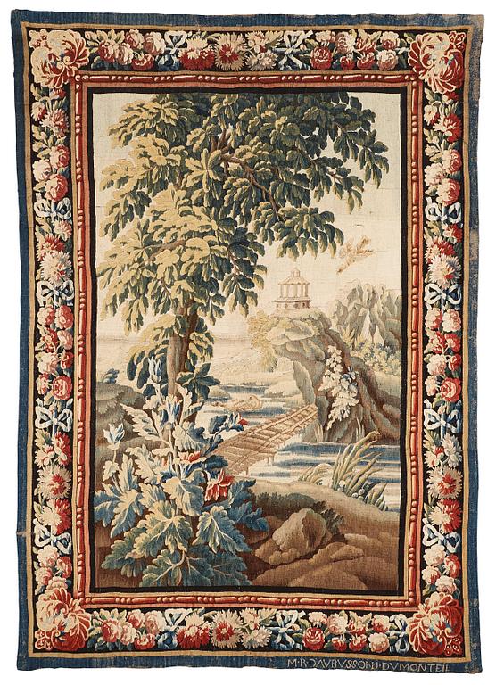 A tapestry, "Verdure", tapestry weave, ca 279-282,5 x 196-202 cm, signed M.R.D'AVBVSSONj.DVMONTEIL.