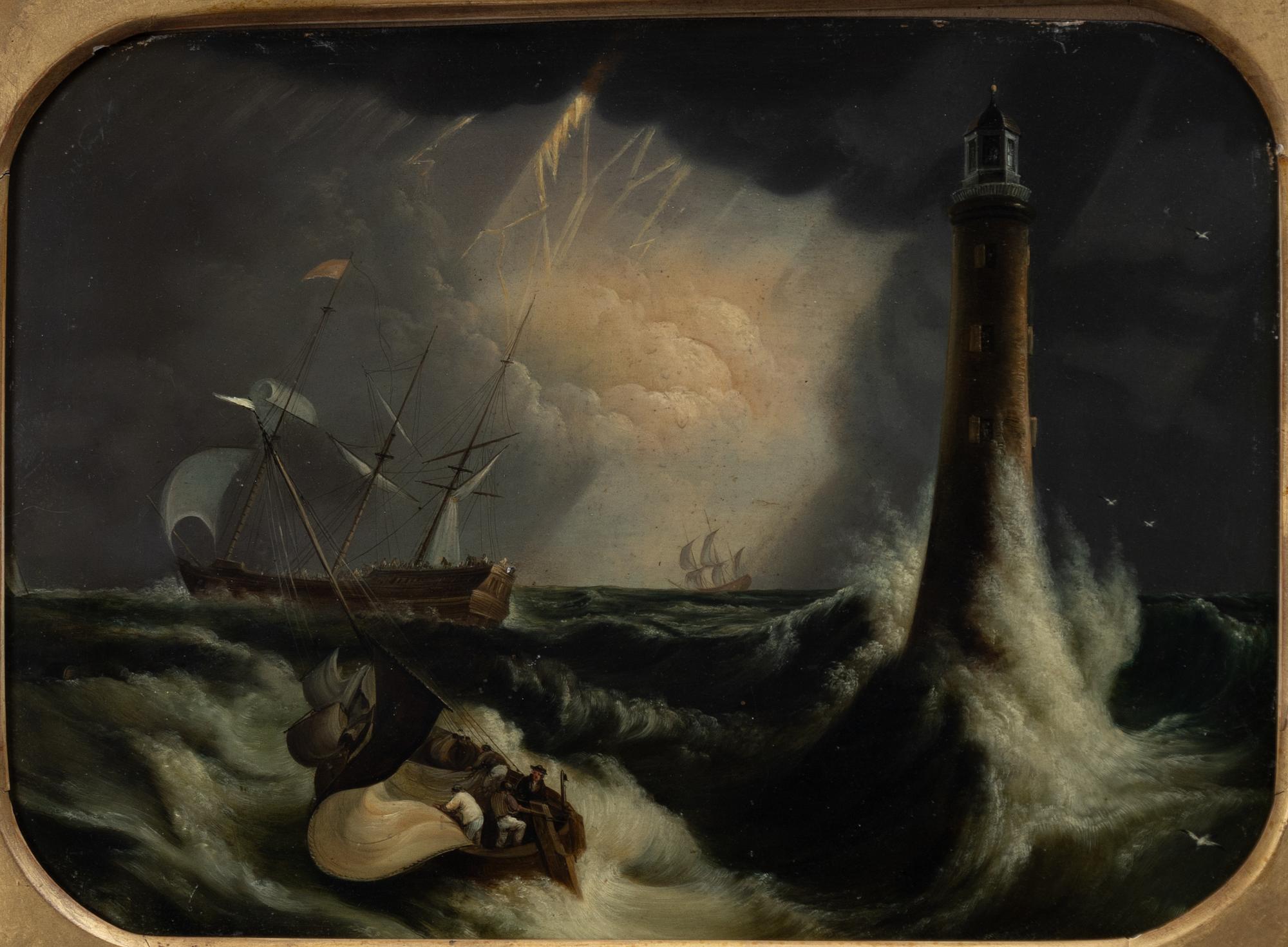 Richard Brydges Beechey, attributed to, Storm at the lighthouse.