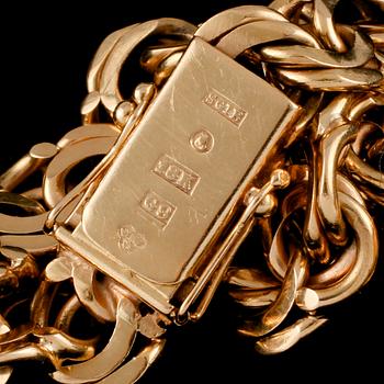 ARMLÄNK, 18k guld, Solna Guldsmed, Stockholm, 1957. Vikt 34 g.