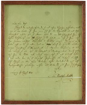 1317. FELIX MENDELSSOHN BARTHOLDY (1809-1847), signed letter, dated Leipzig August 17 1840.