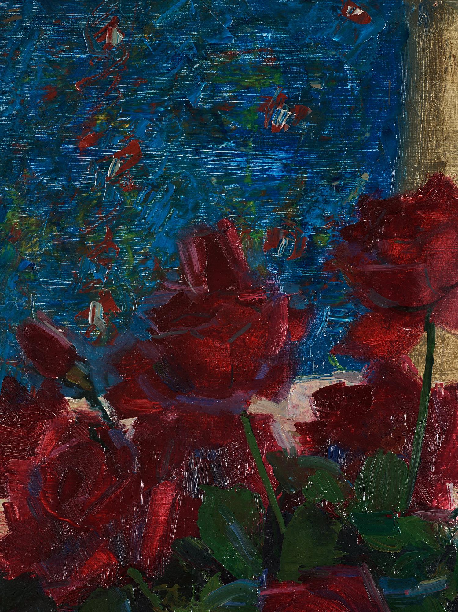 Olle Hjortzberg, Still life with roses and fruit.
